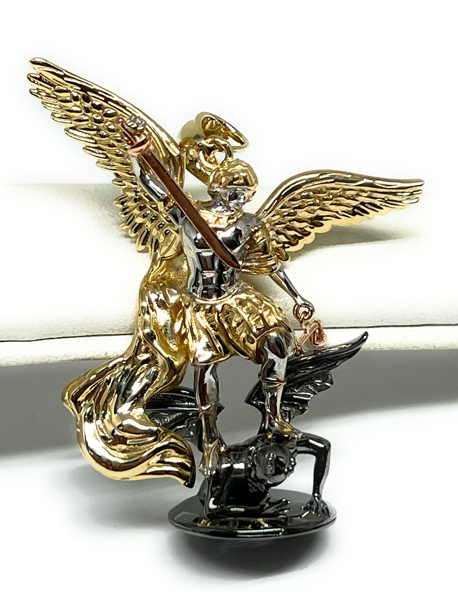 10k Solid Gold Yellow St. Michael Vanquishing Satan Archangel