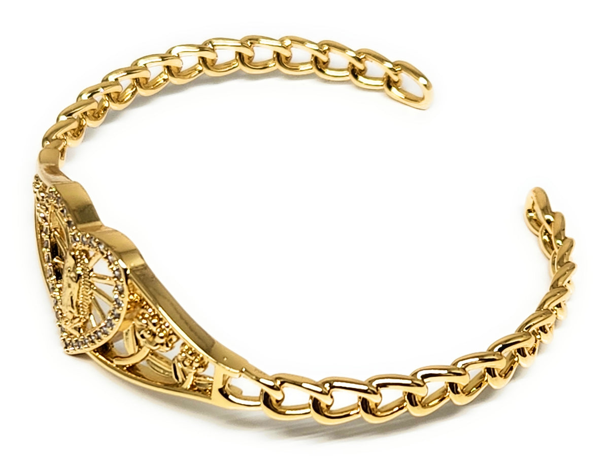 FLOLA Gold Plated Virgin Mary Bracelets For Women Copper CZ