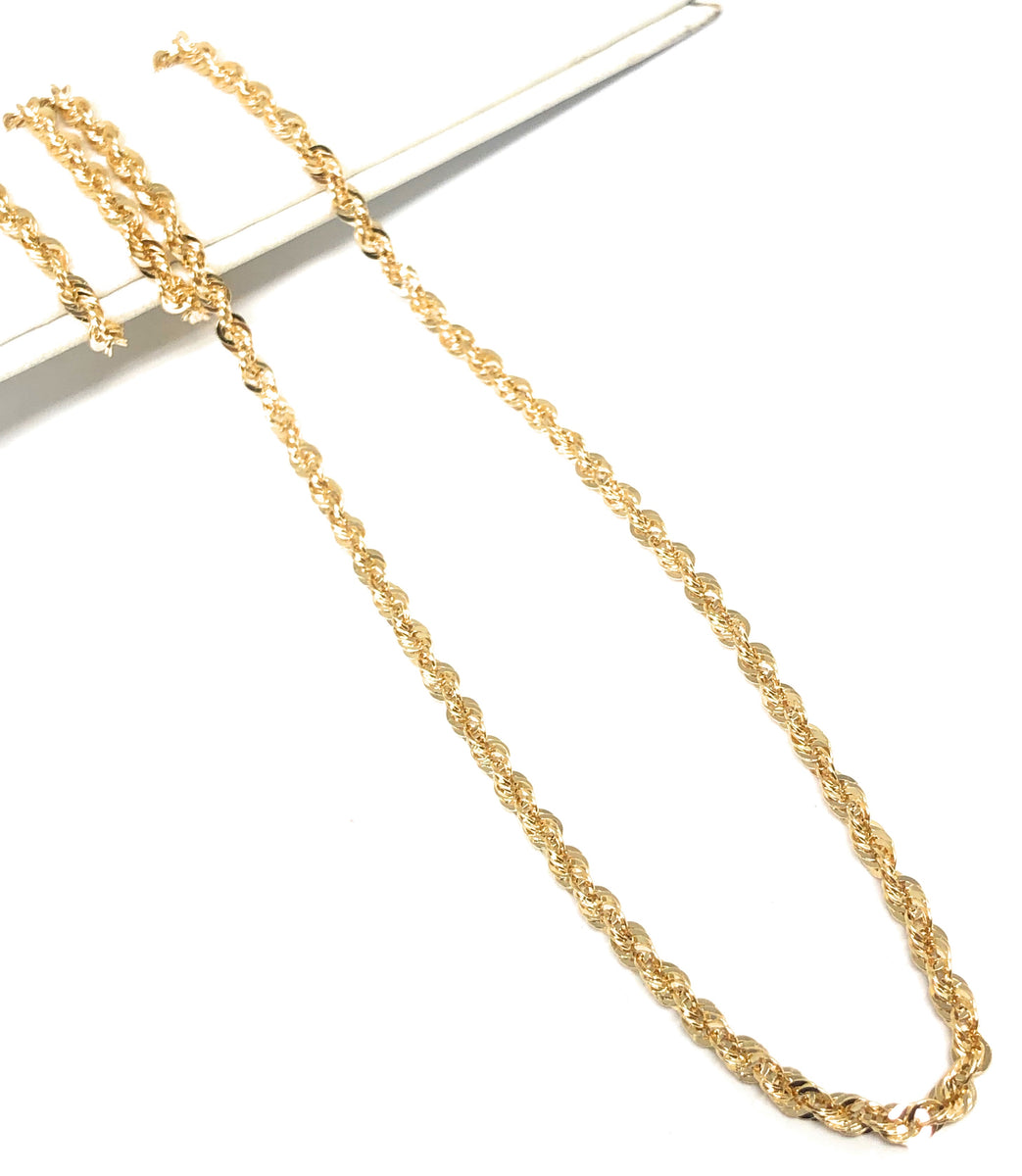 Hollow Rope Chain 2.9-3.0mm 14K Yellow Gold 20