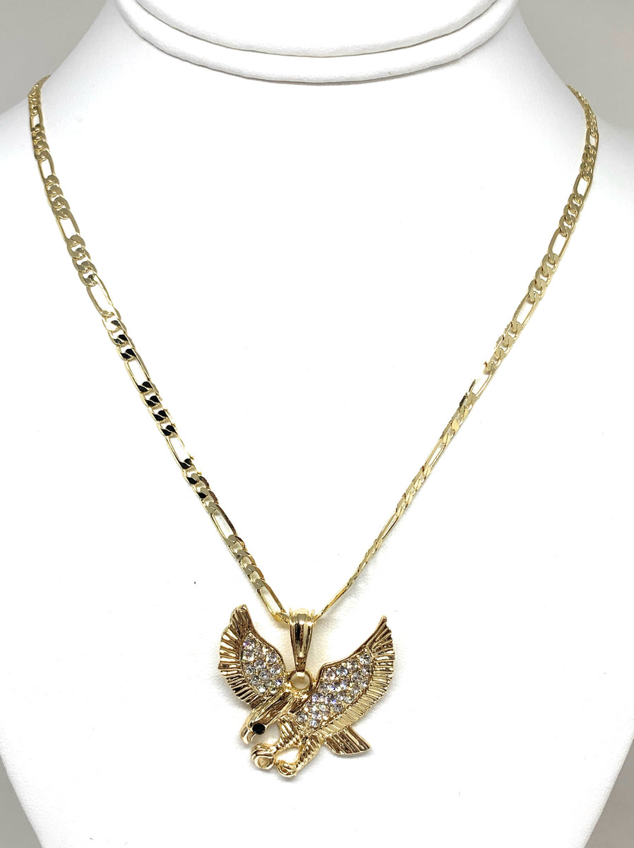 Full Iced Out Bling Eagle Rhinestone Rope Chain Gold Color