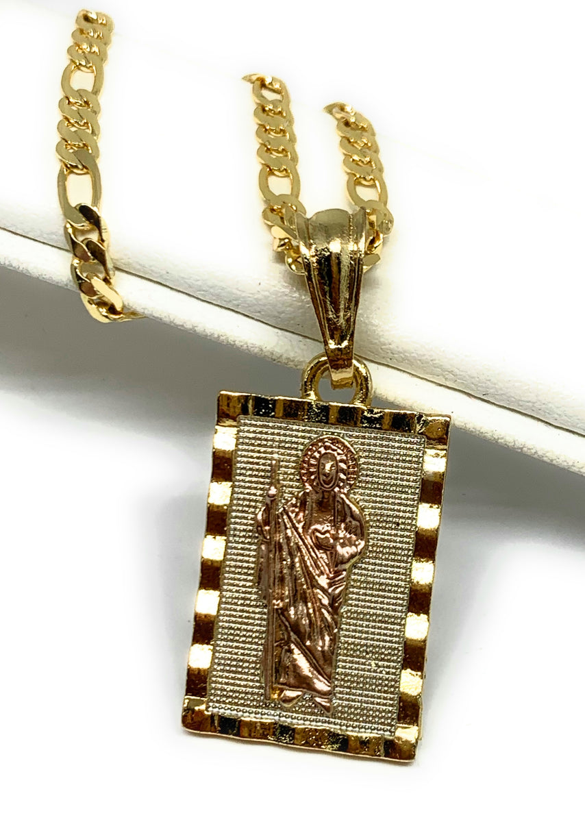 Gold Plated Saint Jude Pendant Necklace Chain San Judas Tadeo Jewelry –  Fran & Co Jewelry
