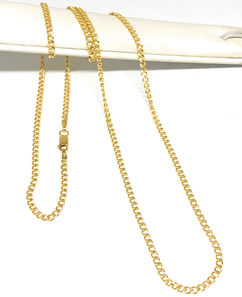 18K Gold Plated Necklace - 5A Zircon Diamond - Cuban Link Chain for Men 8inches / Gold by Pearde Design