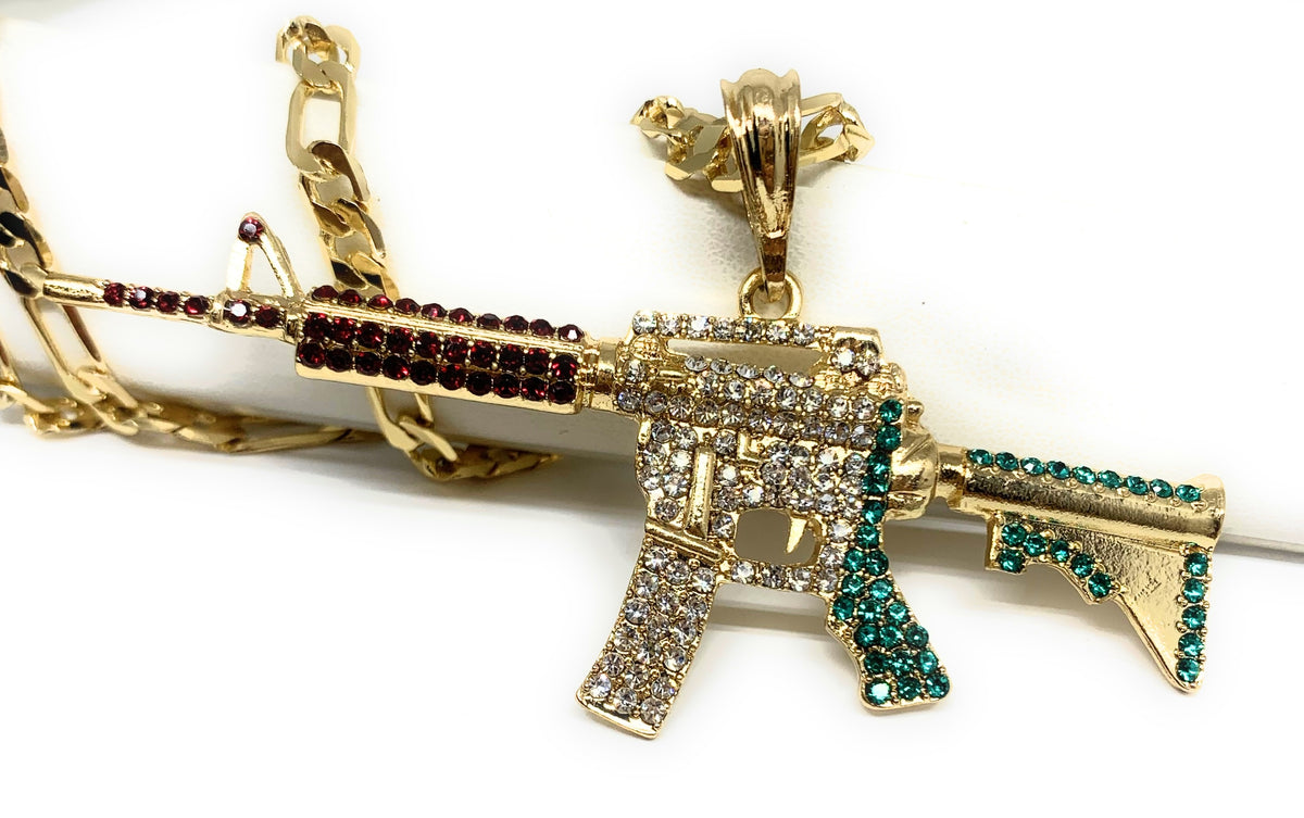 Iced out sales gun pendant