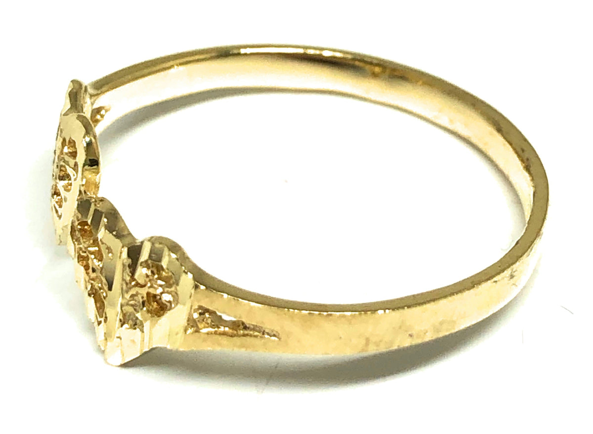 10k Solid Gold Yellow Double Heart Ring (FC 142)