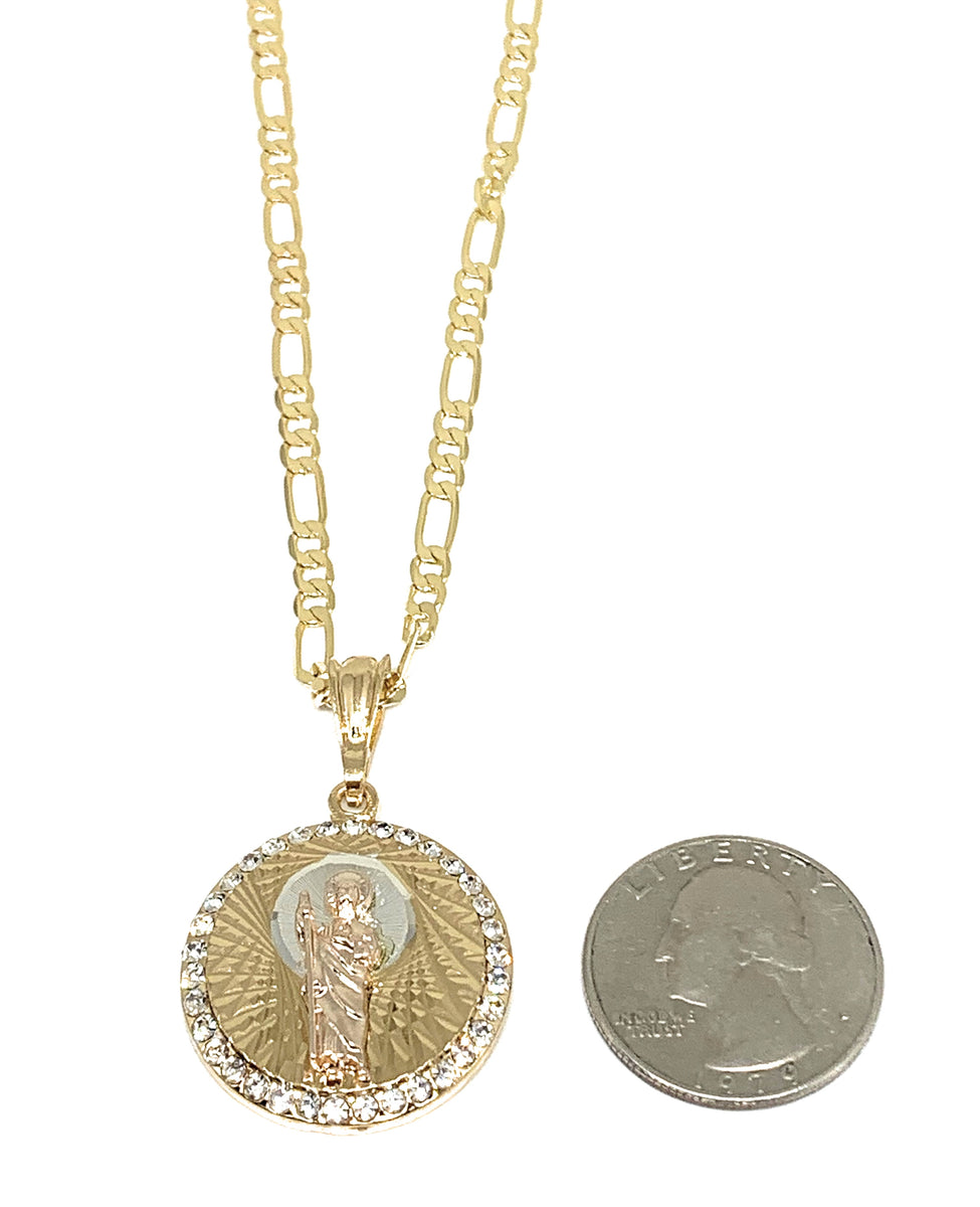 Gold Plated Saint Jude Pendant Necklace Chain San Judas Tadeo Jewelry –  Fran & Co Jewelry