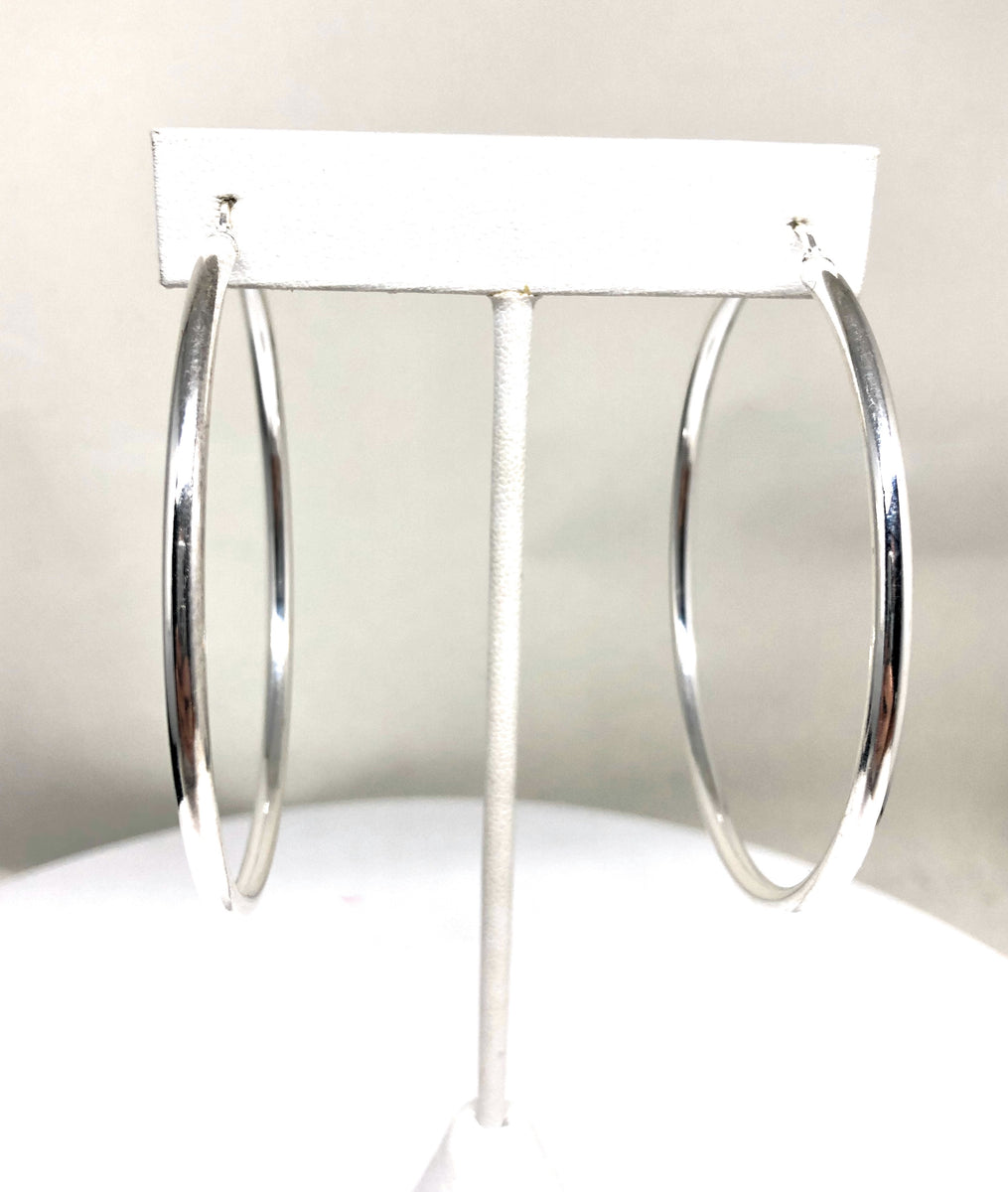 .925 Silver Hoop Earrings Arracadas 2-3 inch – Fran & Co Jewelry