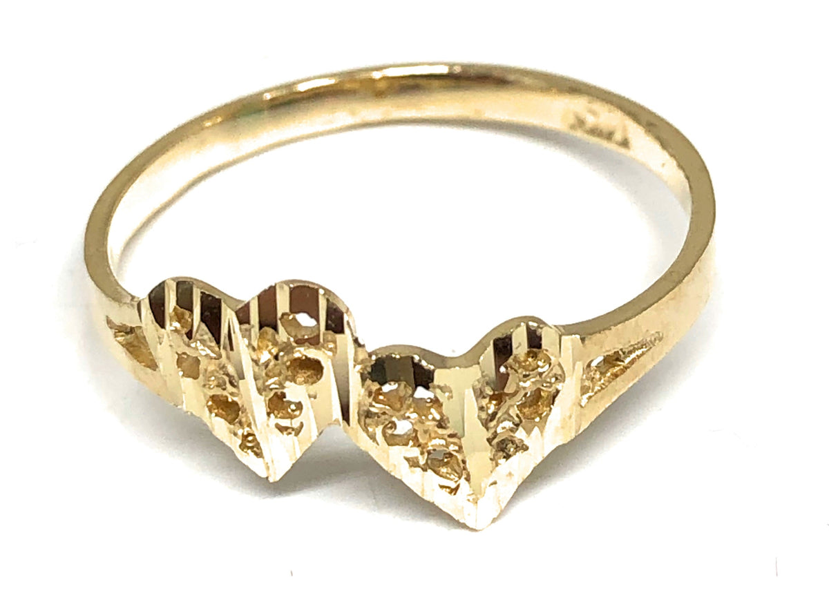 10k Solid Gold Yellow Double Heart Ring (FC 142) – Fran & Co ...