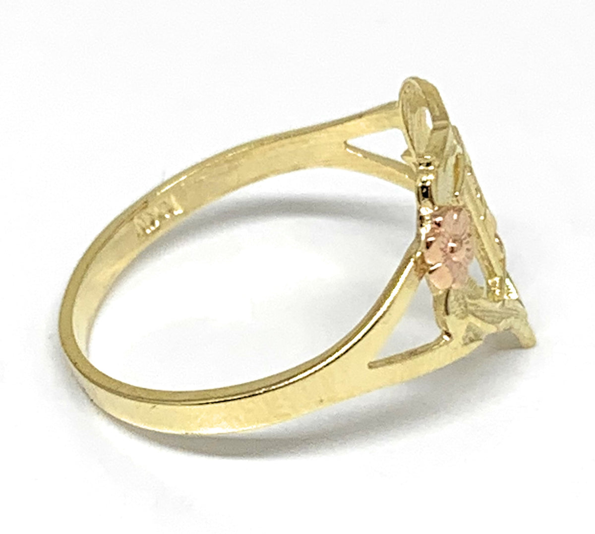 10k online yellow gold pink heart/diamond ring