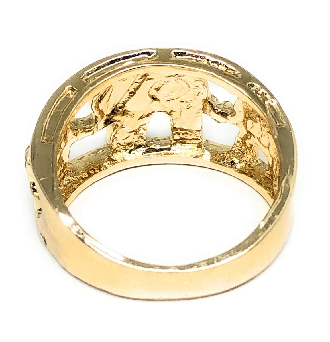 Gold Plated Lucky Elephant Ring with Red Stones Anillo – Fran & Co. Jewelry  Inc.