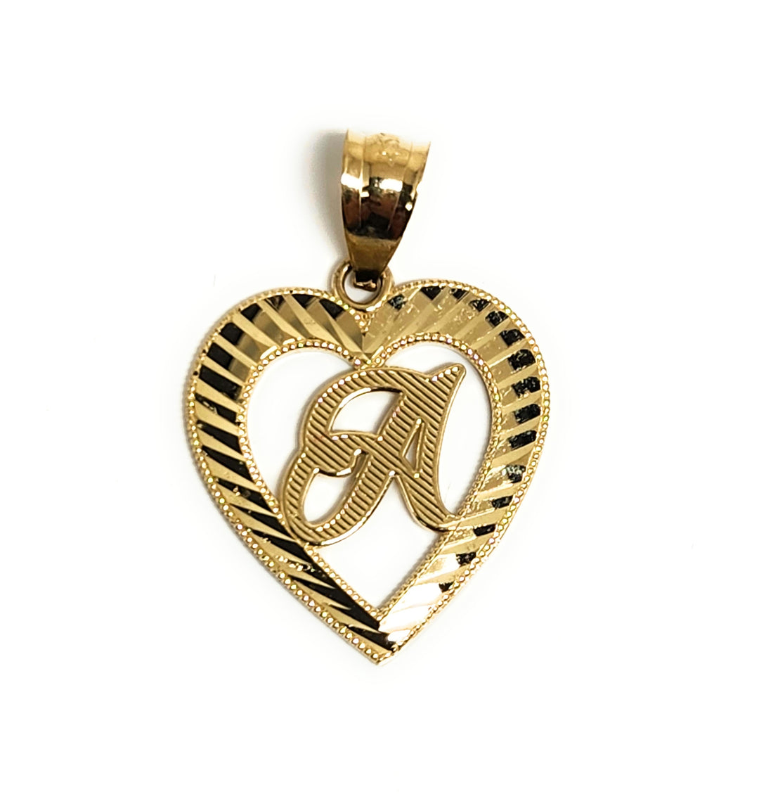 10kt factory real gold heart letter pendant L