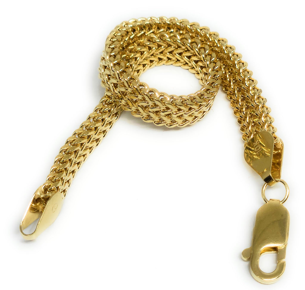 Hollow Franco Chain Bracelet 14K Yellow Gold 8.5