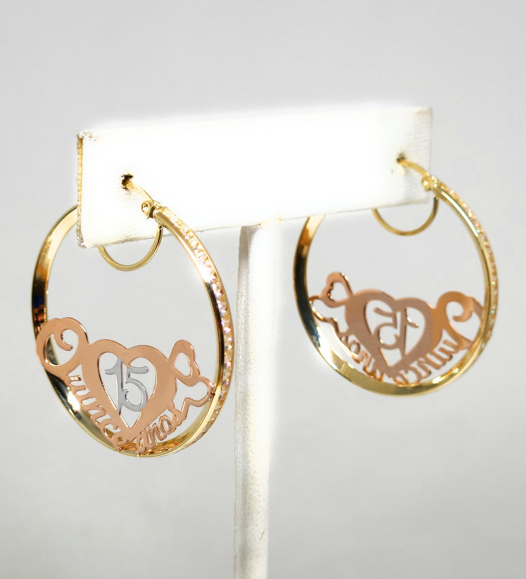 Vintage 14K Gold offers Tri Color Heart Hoop Earrings