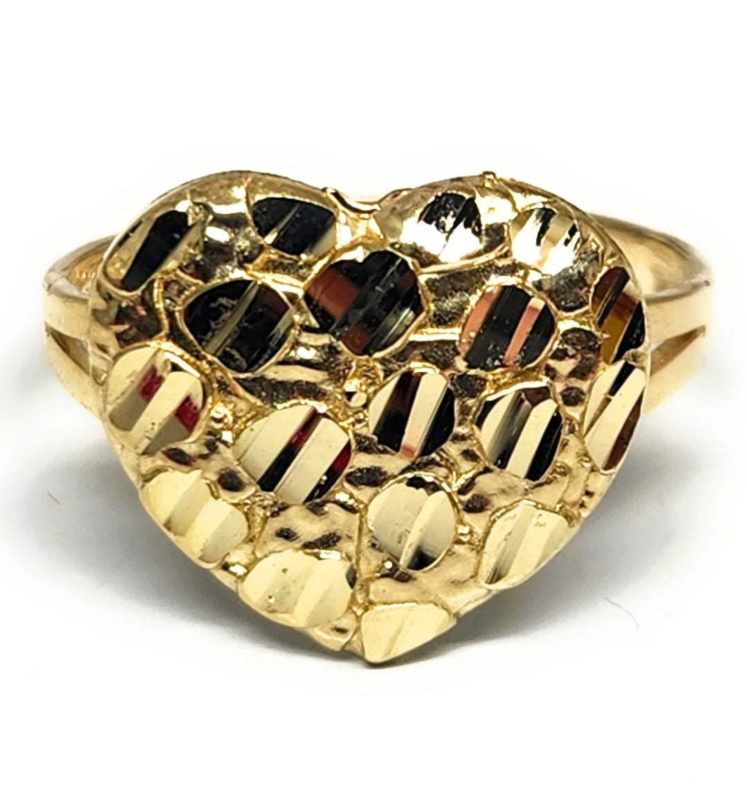 Offers 10kt real gold nugget heart ring