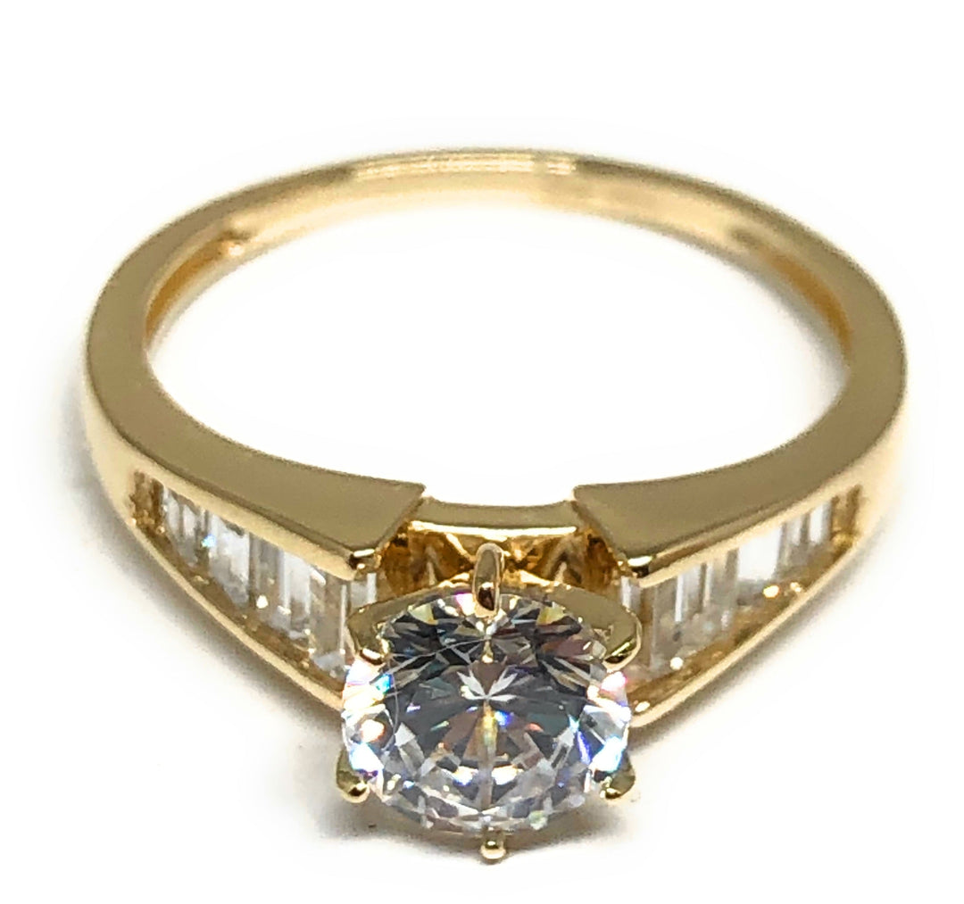 14k solid Gold online Disc Pave CZ Ring