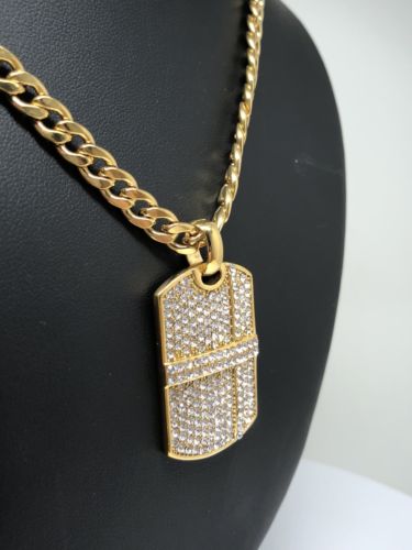 Selling Iced Cuban Link Bling Dog Tag Chain