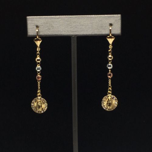 Gold Plated Virgin Mary Earrings with White Stones / Aretes De Oro Lam –  Fran & Co. Jewelry Inc.