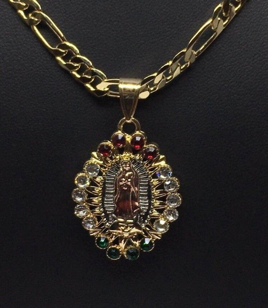 10 KT Gold Virgin Mary Necklace , Cadenas de Oro Mexicano 10 Kt, Medalla Virgen de Guadalupe 17 , Our Lady of Guadalupe