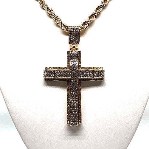 NEW! Hip good Hop Double Cross Iced Out Pendant