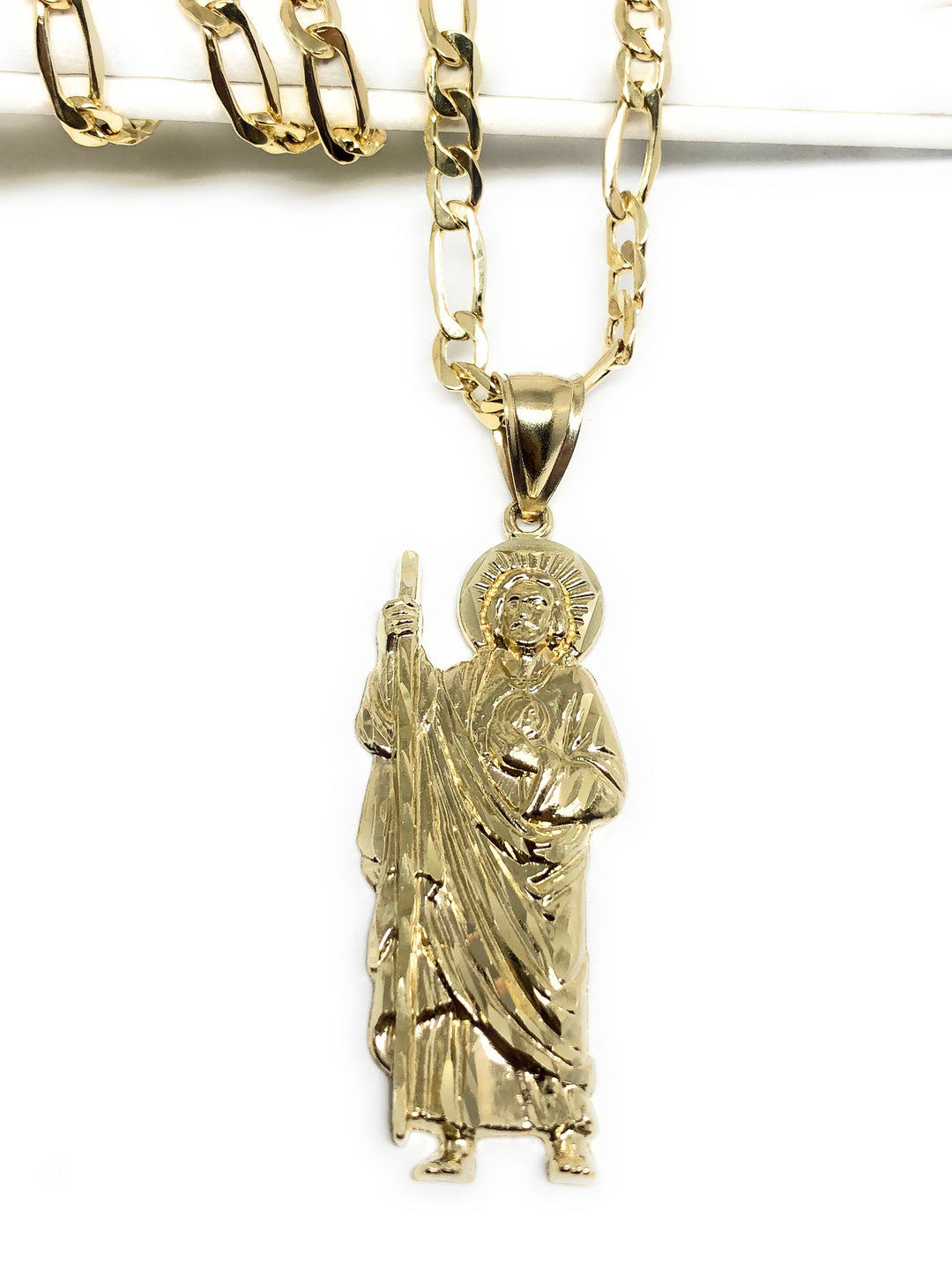 10k Solid Gold Yellow Saan Judas Saaint Jude Pendant Necklace with Cha –  Fran & Co. Jewelry Inc.