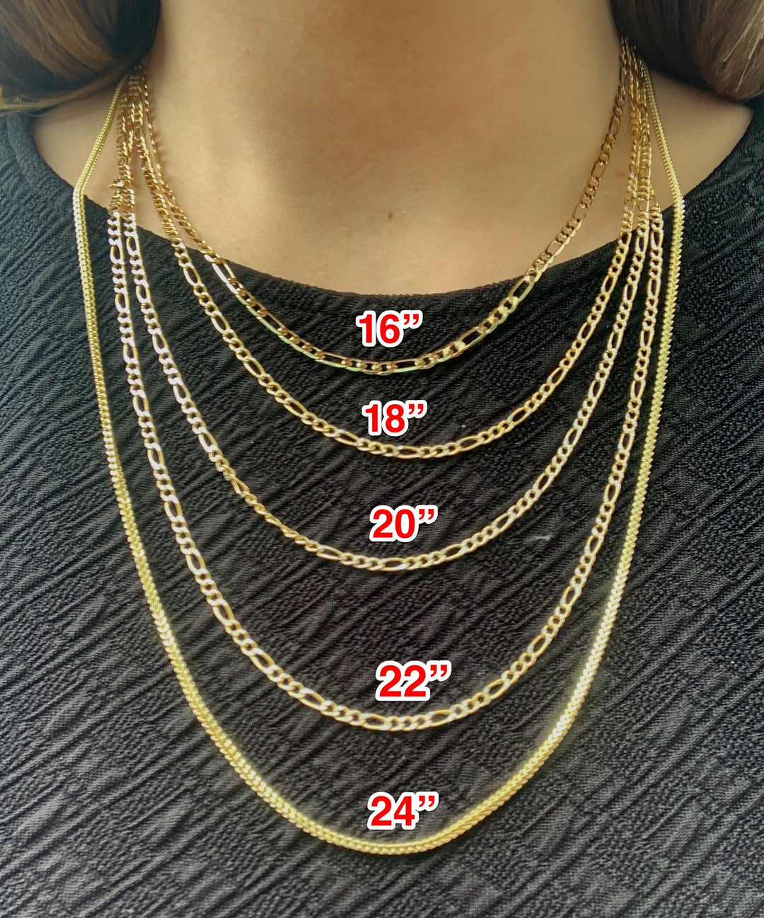 Real 10k Figaro Link Chain Necklace 16in deals