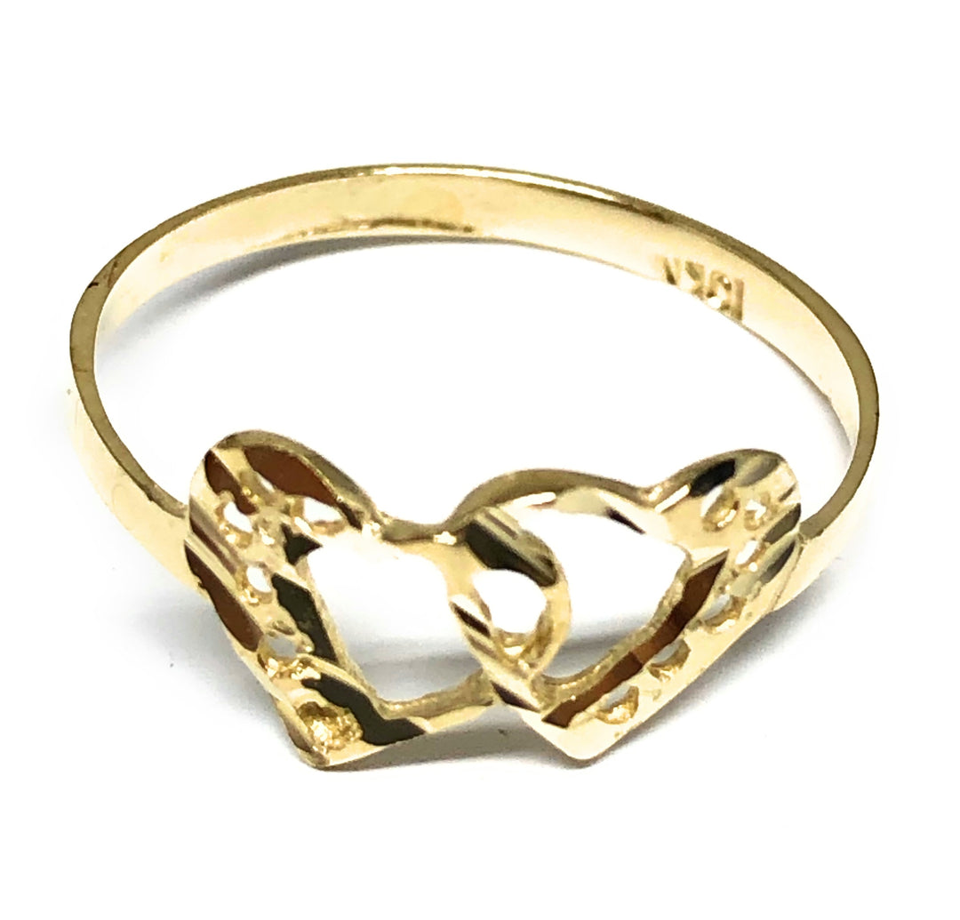 10k solid gold genuine diamond double love outlets heart toe ring pinky ring