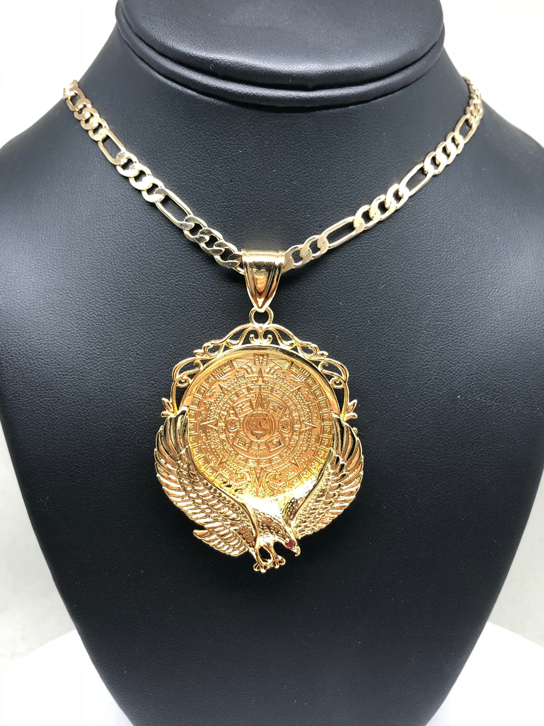 Outlet Aztec Calendar Pendant with Necklace Gold Filled Plated NEW Chain Centenario