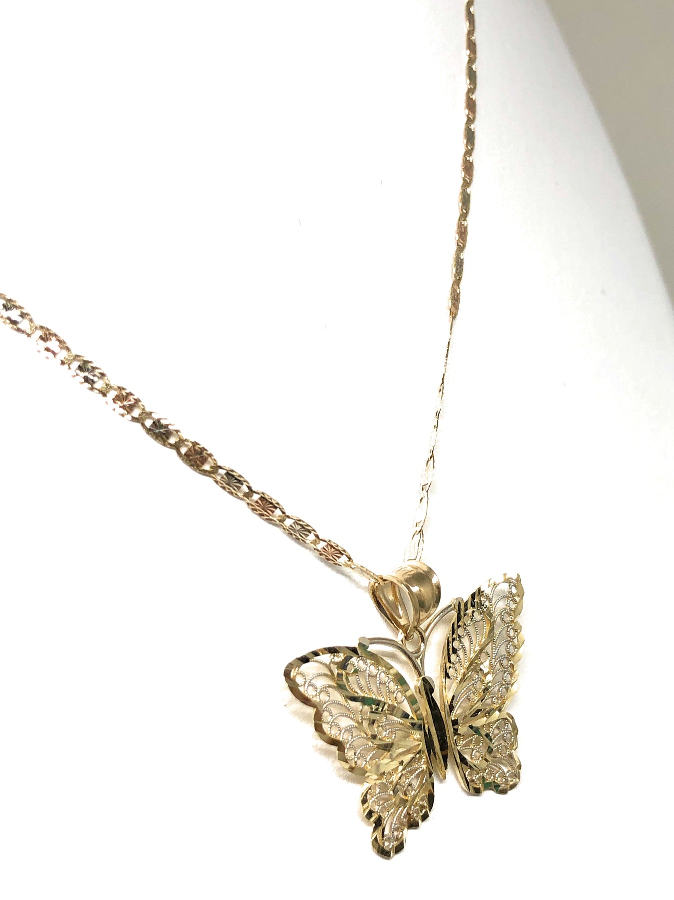 14k Solid Gold Butterfly Pendant Necklace Valentina Chain – Fran