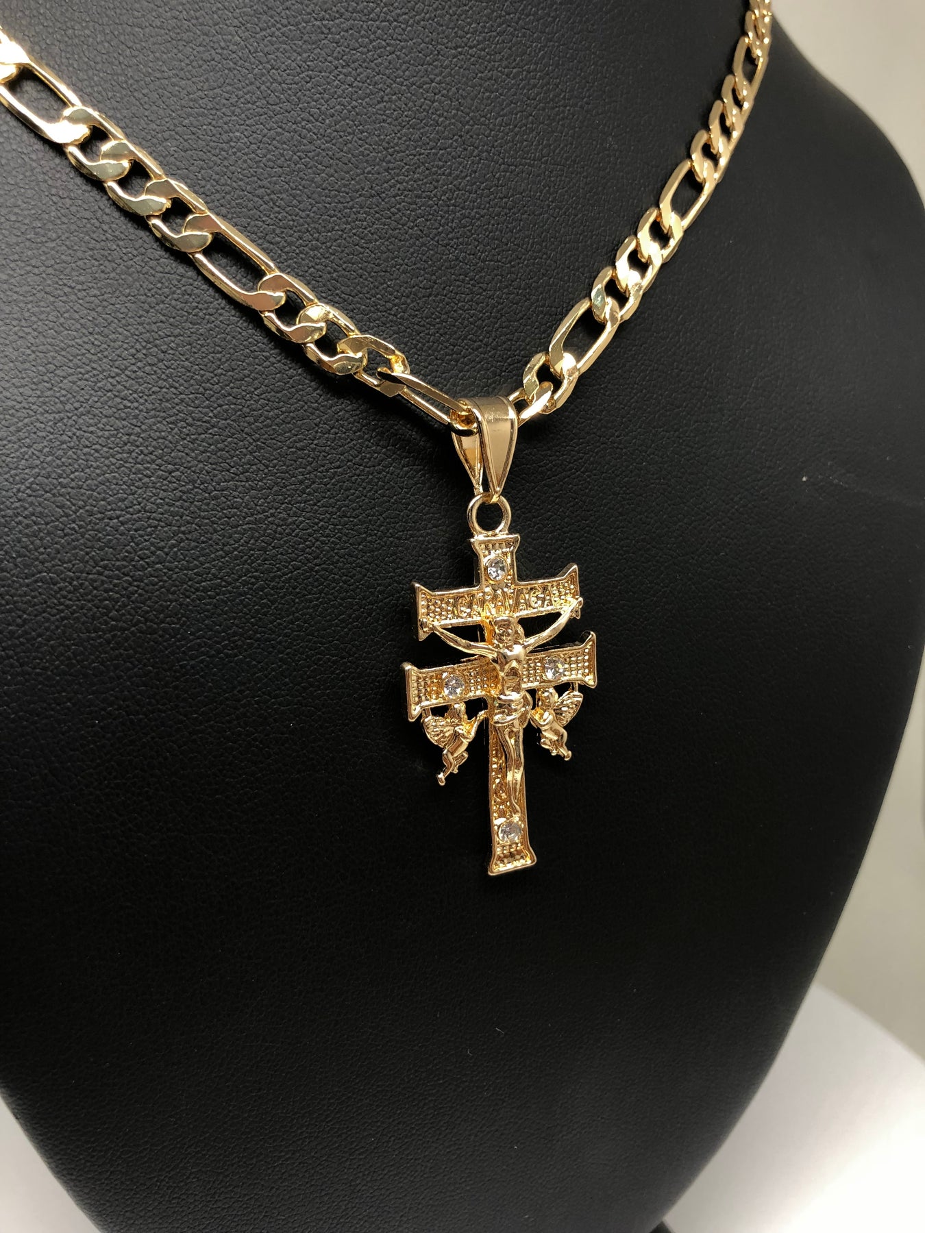 Gold Plate Caravaca Cross Jesus Crucifix 26