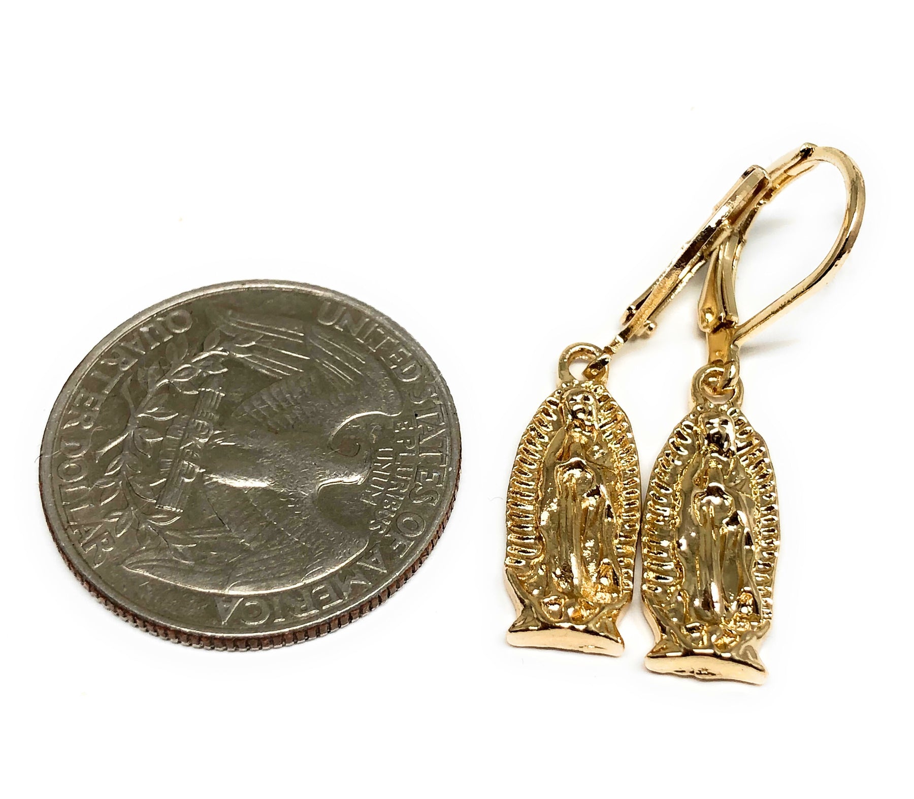 Gold Plated Virgin Mary Earrings Aretes Oro Laminado Virgen De Guadalu –  Fran & Co. Jewelry Inc.