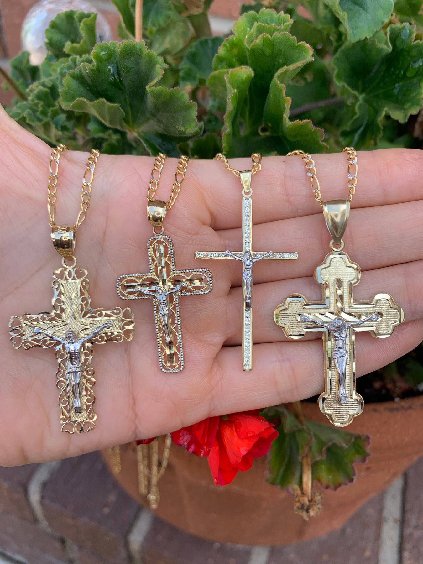 Silver Tone Liturgy Crucifix Lot of 3 Cross Pendants for Rosary