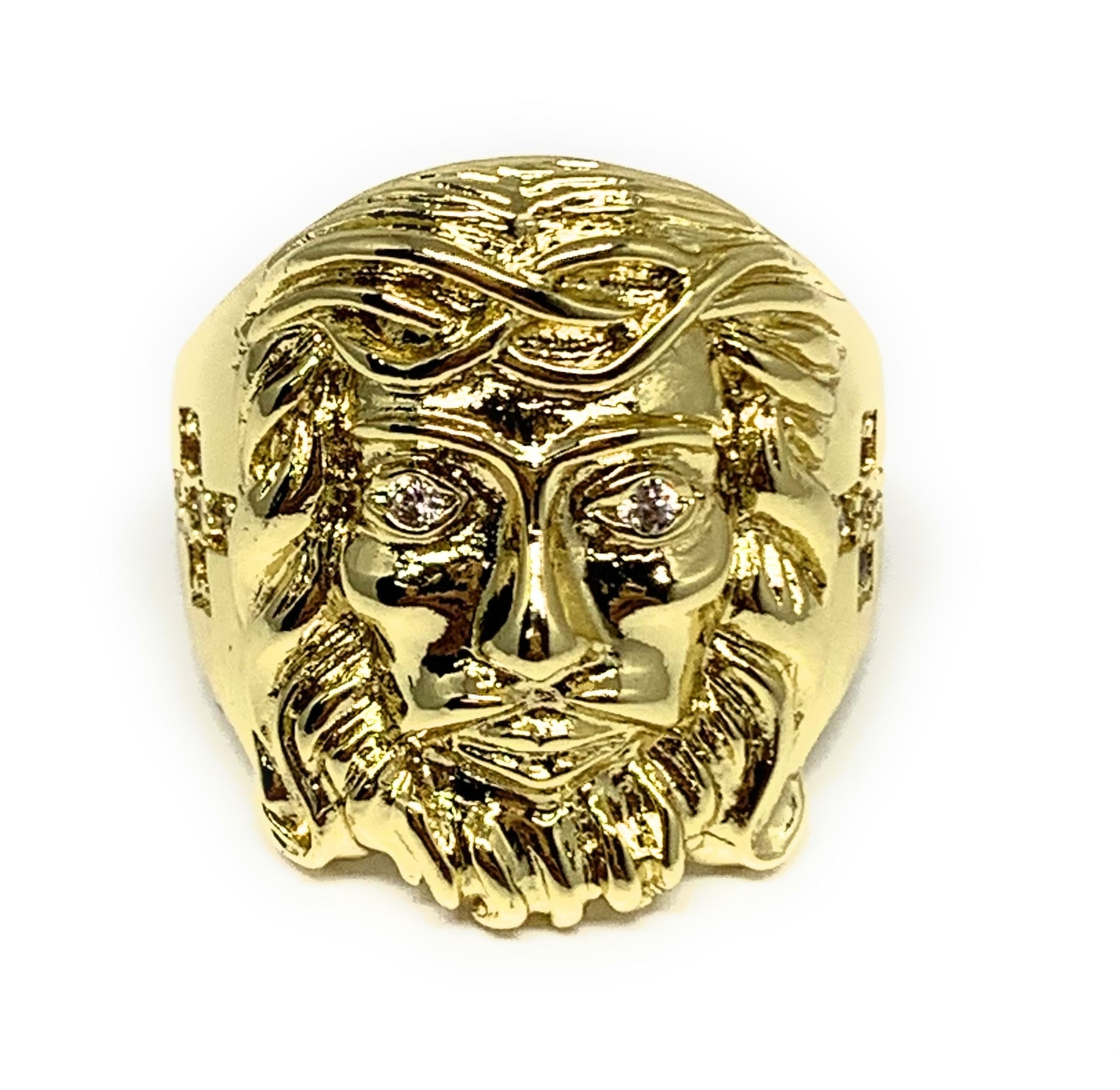 10K Yellow Gold Men's Jesus Face Ring – Exotic Diamonds