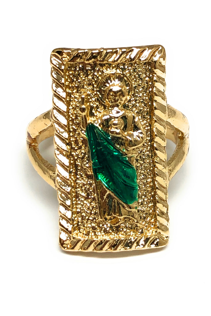 Sain jude green stones gold plated 2024