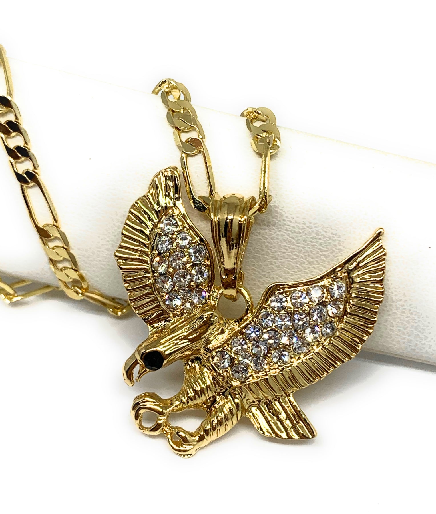 Full Iced Out Bling Eagle Rhinestone Rope Chain Gold Color