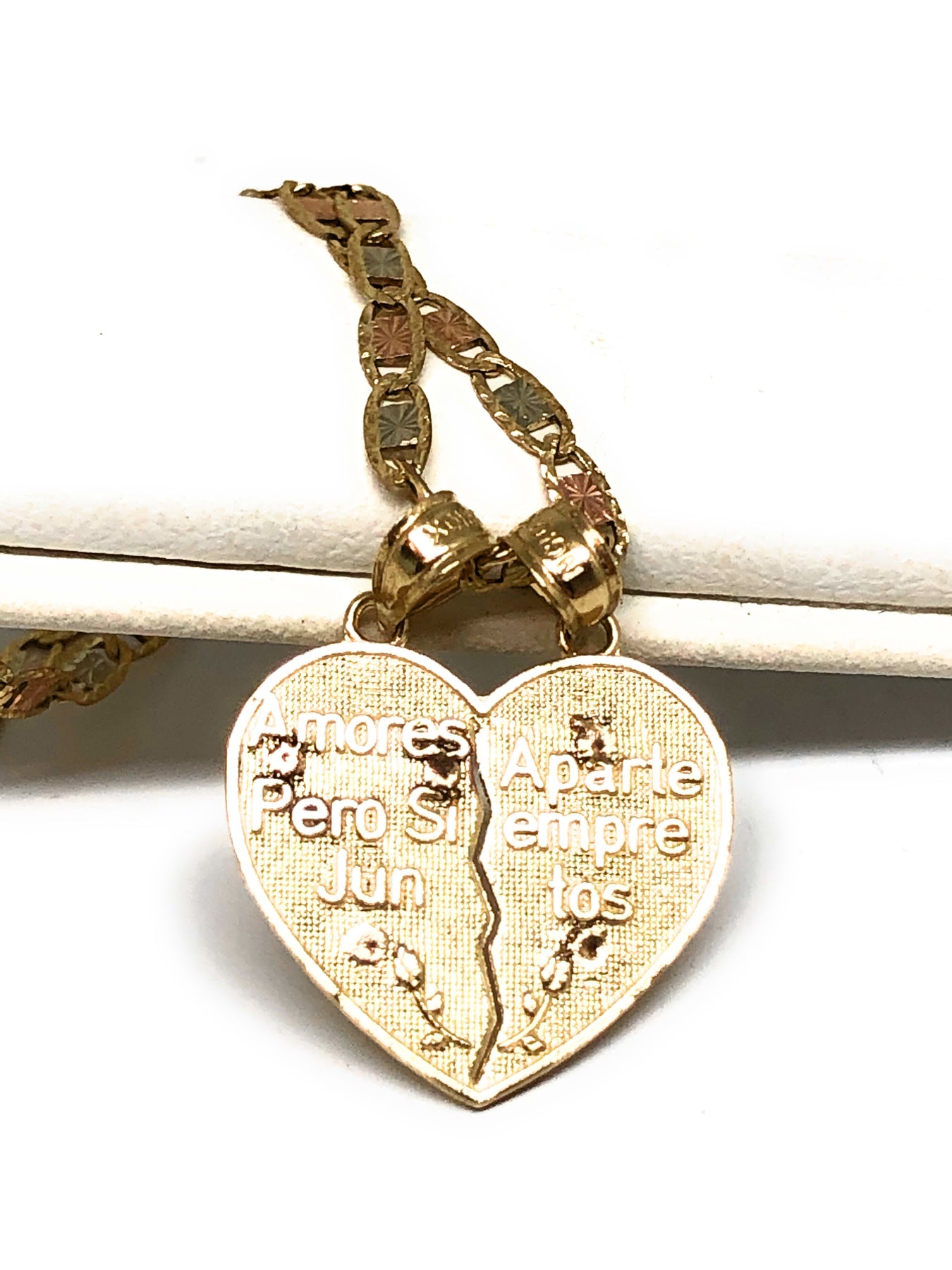 14K Gold Plated te Amo Heart Split Pendant Charm Necklace Chain Unisex  Corazon Collar Oro Laminado Valentine's Christmas Anniversary Gift 