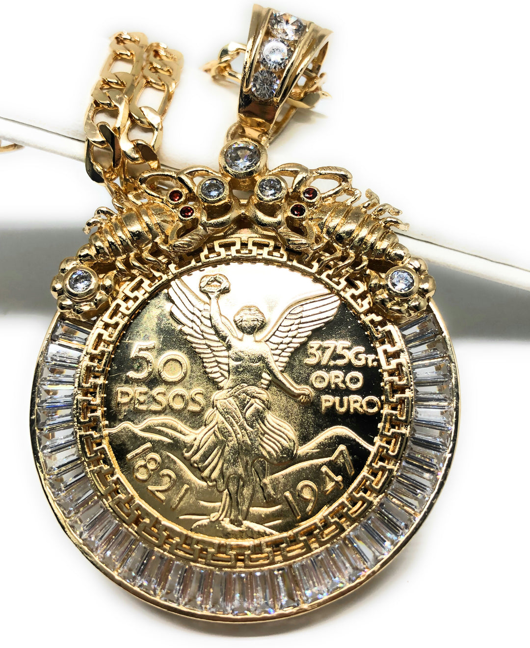 14k gold plated mexican coin and popular chain