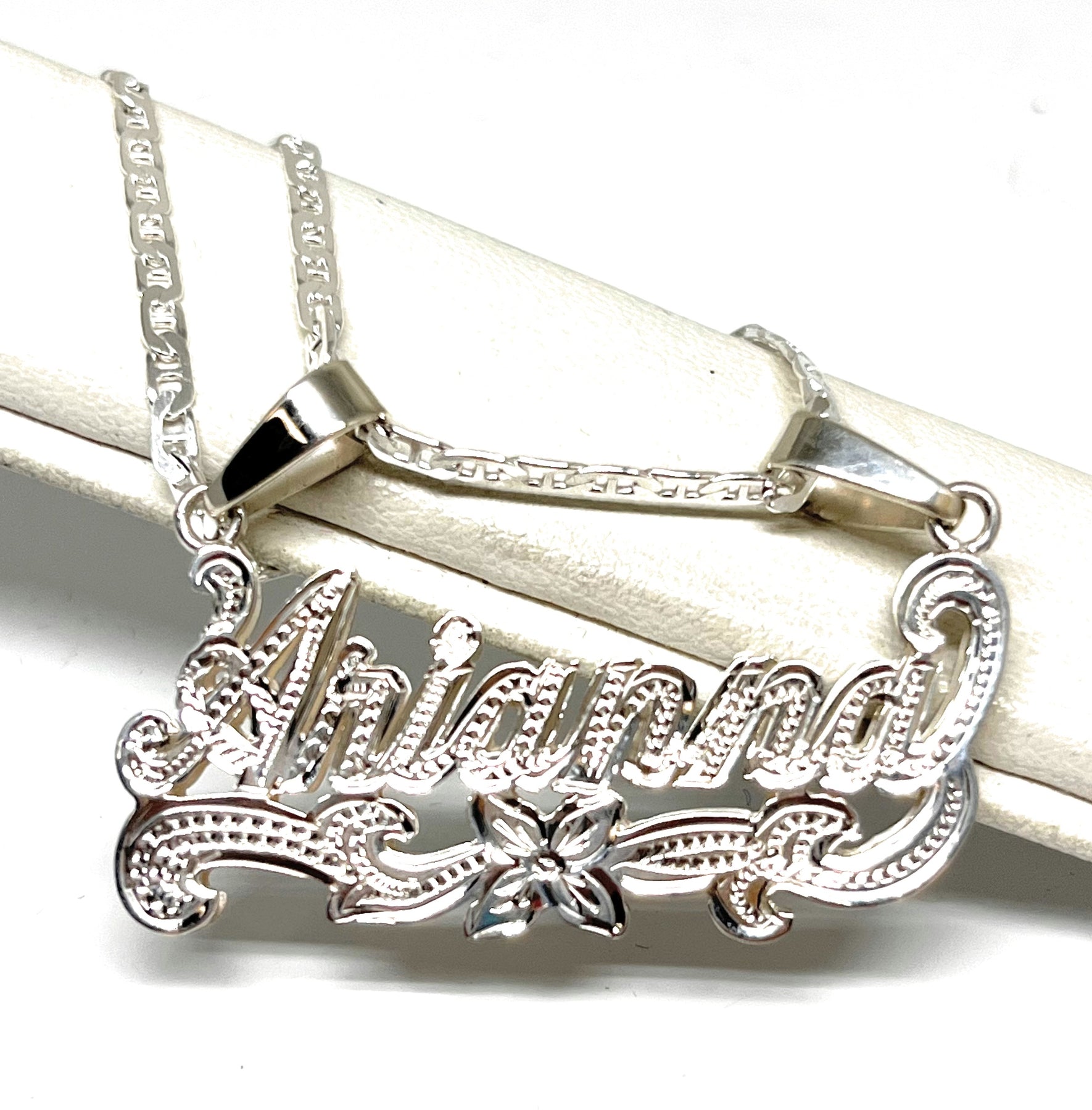 .925 Silver Custom Cursive Initial Pendant Necklace