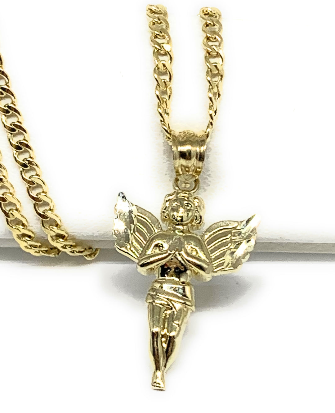 Newest 14K Solid Yellow/White Gold Angel Pendant