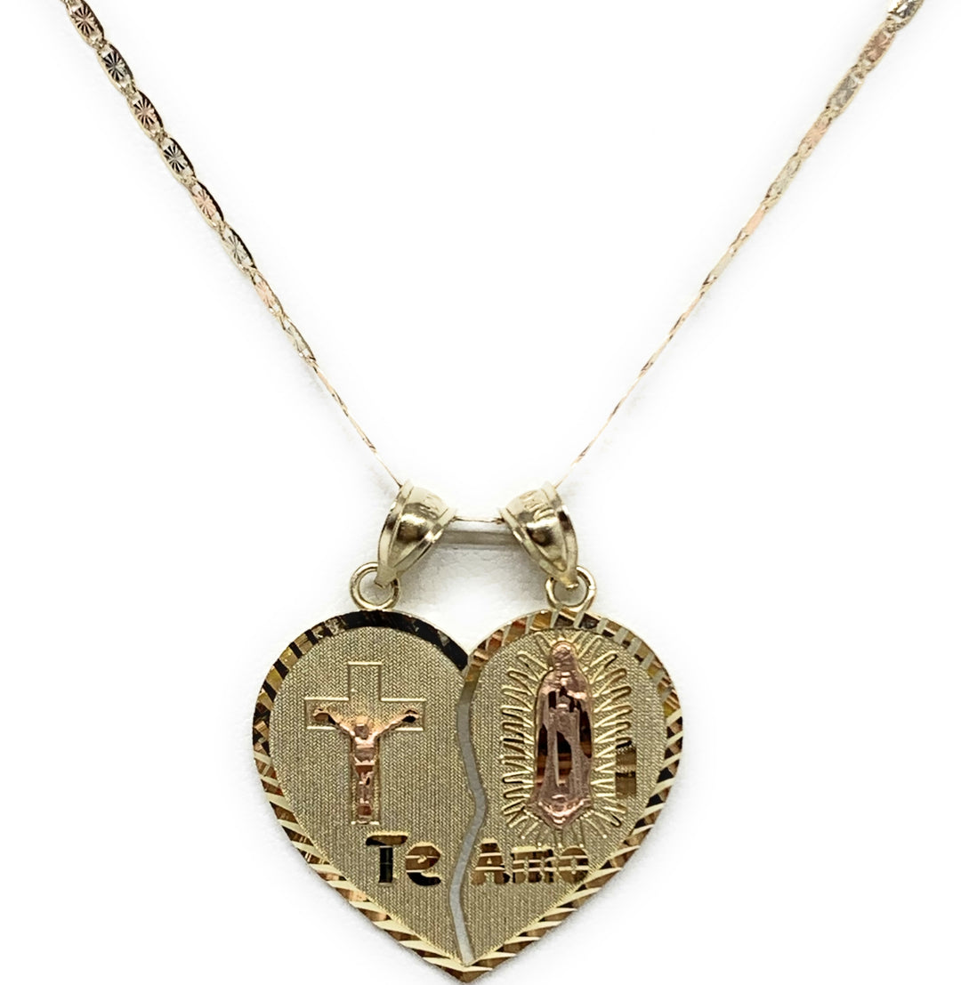 Outlet ❤️ 14k gold pendant heart Virgin Mary