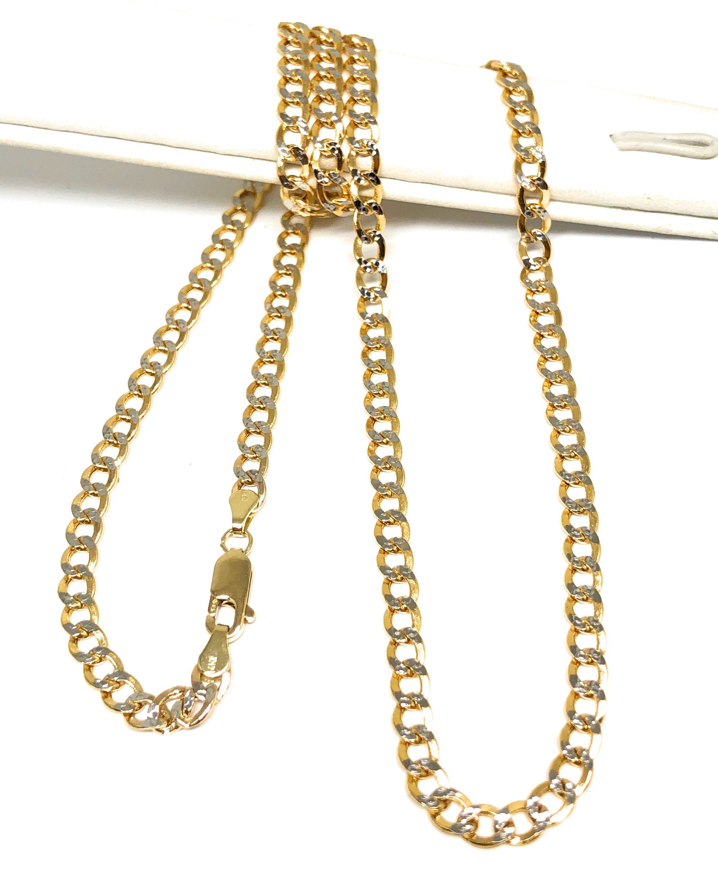 Diamond-Cut Cuban Link Chain | 14K Yellow & White Gold, Necklace | Size 24 | Helzberg Diamonds