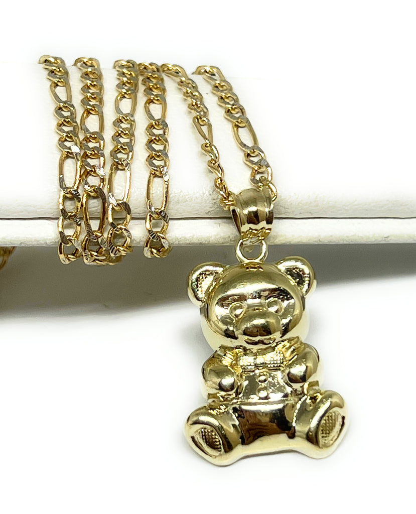 Gold teddy deals bear necklace